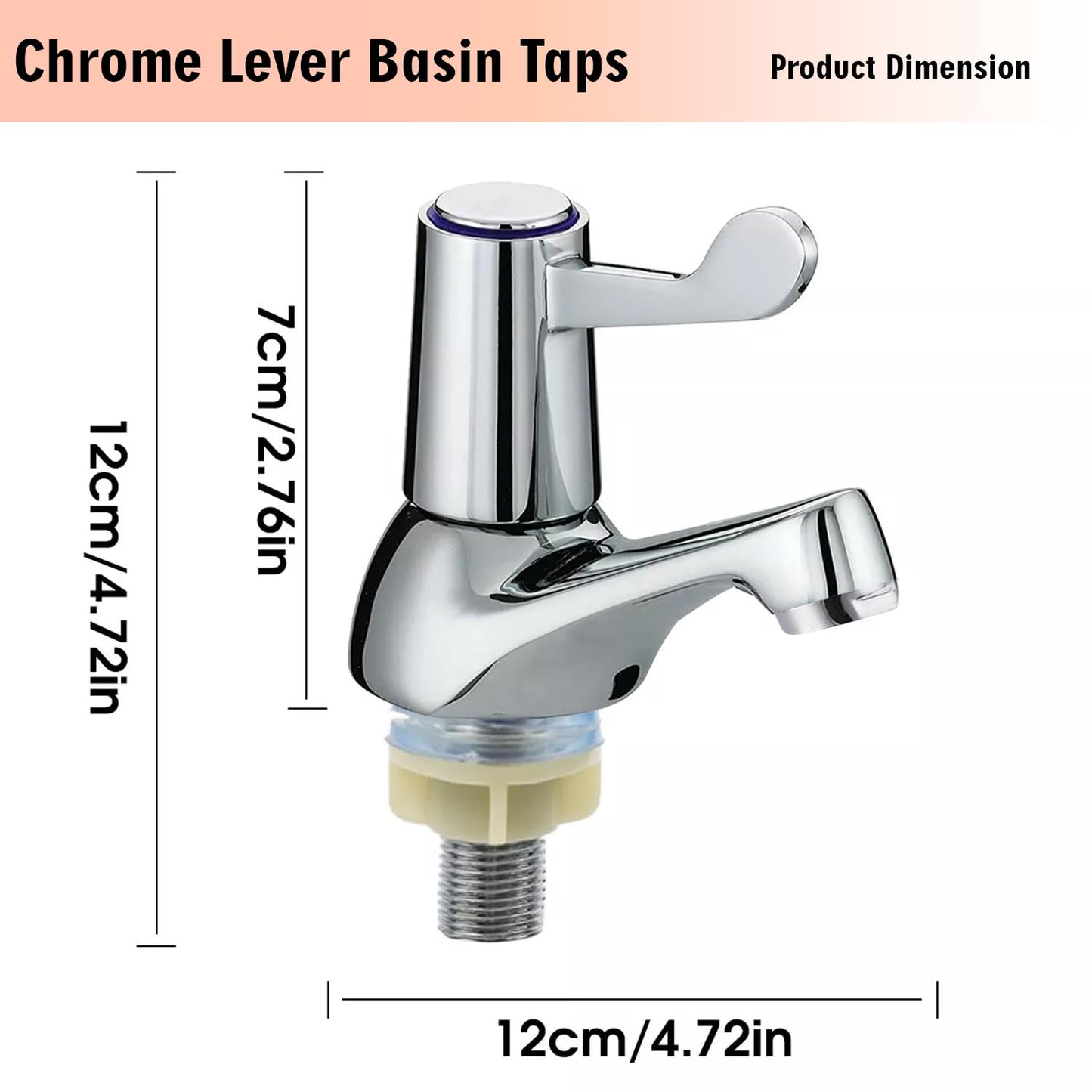 Basin taps Pair of Bathroom taps Basin Pair, Quarter Turn Basin taps Pair, Chrome Brass Pillar Hot and Cold Water Basin taps, ¼ Turn Lever Sink taps for Bathroom Kitchen, Sink tap Double Basin taps