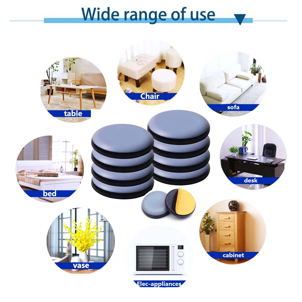 Uni-Fine 24PCS Furniture Sliders and Gliders 20MM Circular for Carpet Moving Furniture Self-Adhesive Furniture Gliders Furniture Mover Pads 20mm(round)