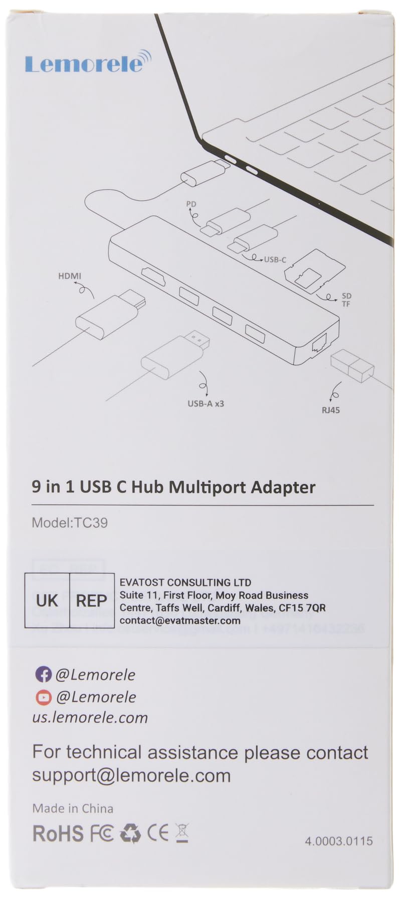 USB C Hub Docking Station, Lemorele 9 in 1 USB C Multiport Adapter with Gigabit Ethernet, 4K HDMI, 3 USB and USB C Data Ports,100W PD, SD/TF Slot Compatible with MacBook Air/Pro M1,Chromecast,Switch Gray