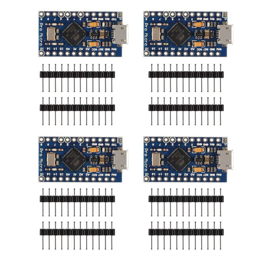 AITRIP 4-Pack Pro Micro ATmega32U4 5V 16MHz Micro USB Development Board Module Microcontroller for Arduino 4 PACK