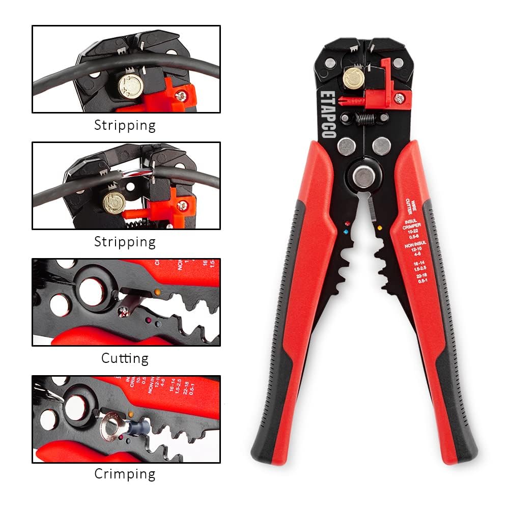 Wire Stripper - Wire Strippers Electrical, Terminal Crimper, Cable Cutters, Plier 3 in 1 Hand Tool, Cable Stripper Tool - Wire Strippers, for Adjustable Rotary Switch Self Adjusting - Cable Stripper