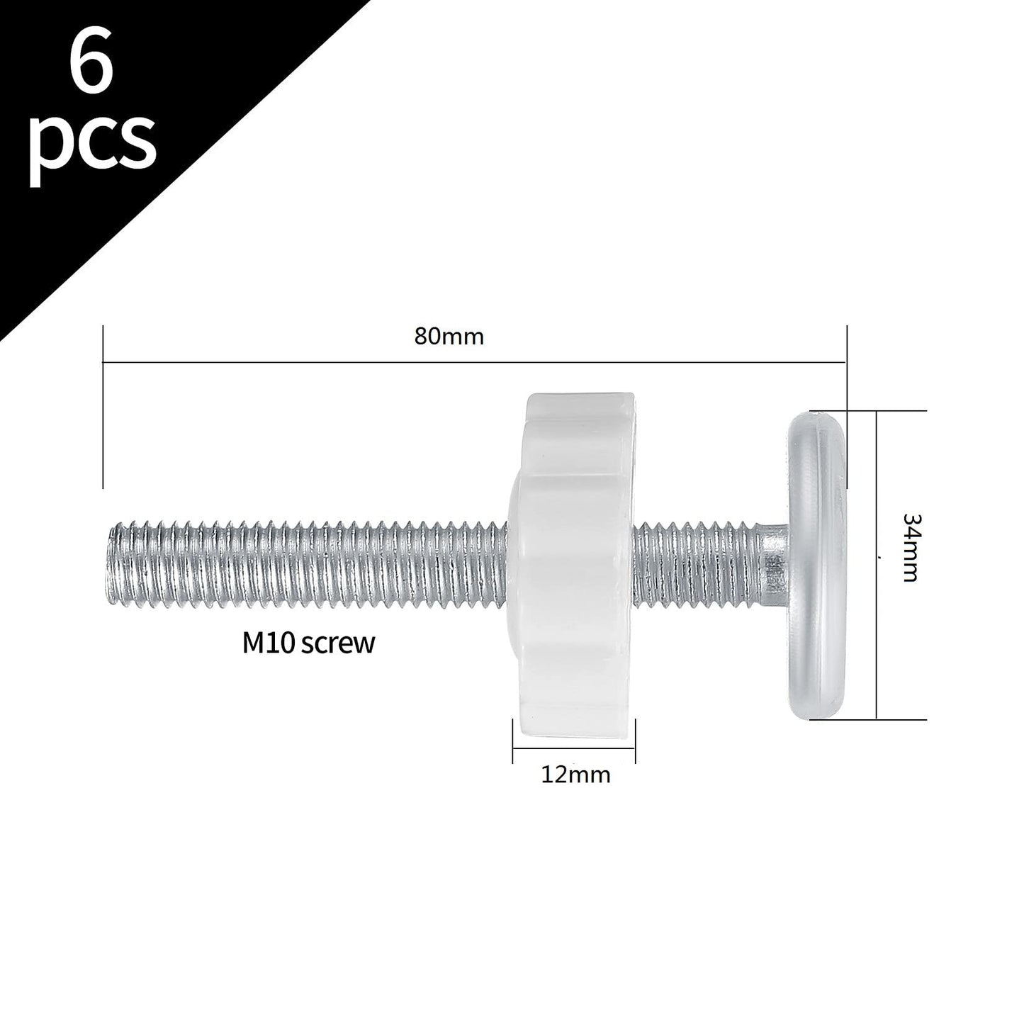 6 Pcs Pressure Mounted Baby Gates Threaded Spindle Rods, M10 x 80 mm Baby Gate Stairs Pressure Fit Screw Bolts Kit for Baby Safety Gates Dog Pet Gates