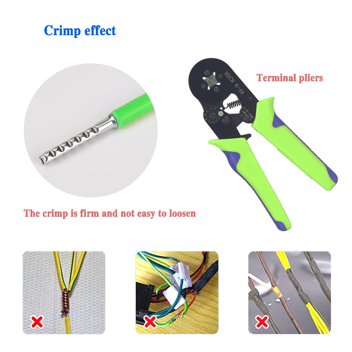 Uninsulated Wire Ferrule Kit, 1000pcs 12 Types of 8-22AWG Wire End Copper Crimp Pin End Terminal Connector for Cable Electrical Group Splice(0.5/0.75/1/1.5/2.5/4/6/10mm²)