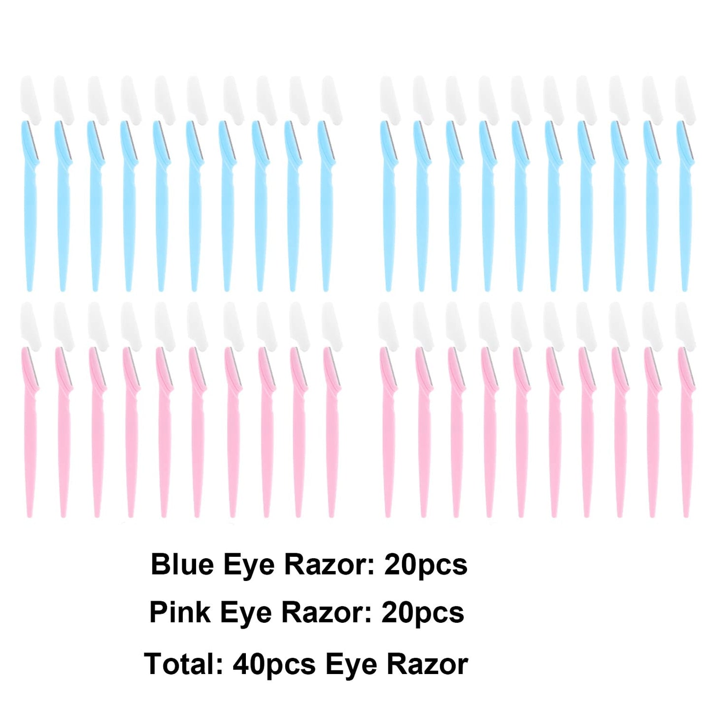 40 Pcs Eyebrow Razor Laicky Eye Brow Trimmer Shaver Facial Face Hair Remover Exfoliating Dermaplaning Tool Kit Stainless Steel Blades with Cap Eyebrow Shaper for Women Men Makeup (Pink Blue) Pink Blue