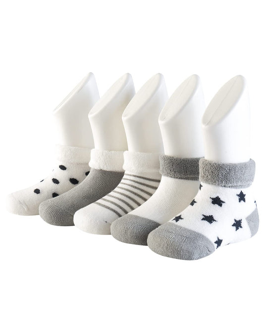 Adorel Baby Boys' Warm Socks Thick Winter Cotton Pack of 5 0-6 Months Grey