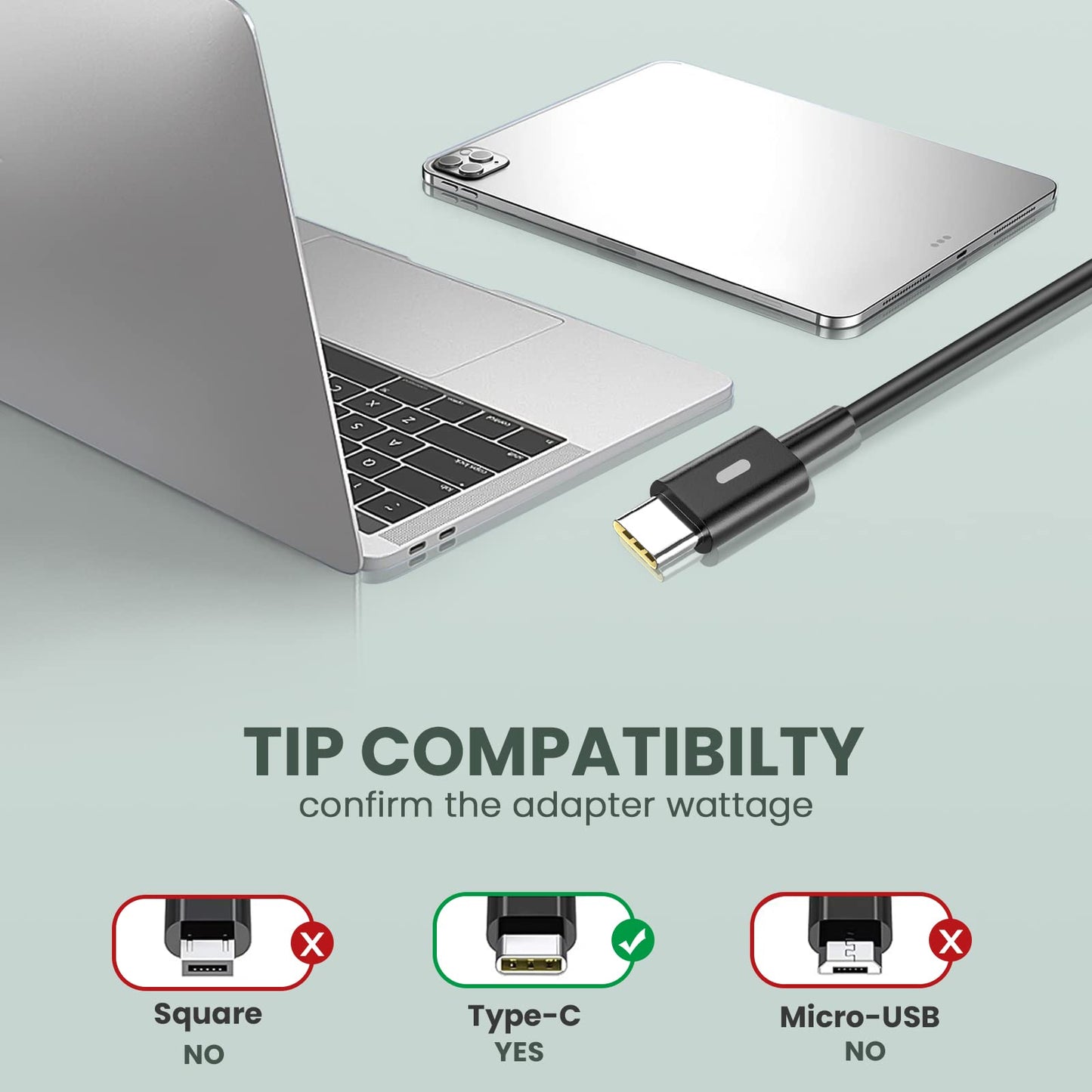 65W USB C Adapter Charger Compatible with Dell XPS 12 9250 XPS 13 9310 9380 9350 9360 9365 9370 Latitude 11 5175 5420 7275 7370 Inspiron N5110 N5010 LA65NM170 LA45NM150 2YKOF Laptop Power Cord 65W USB-C