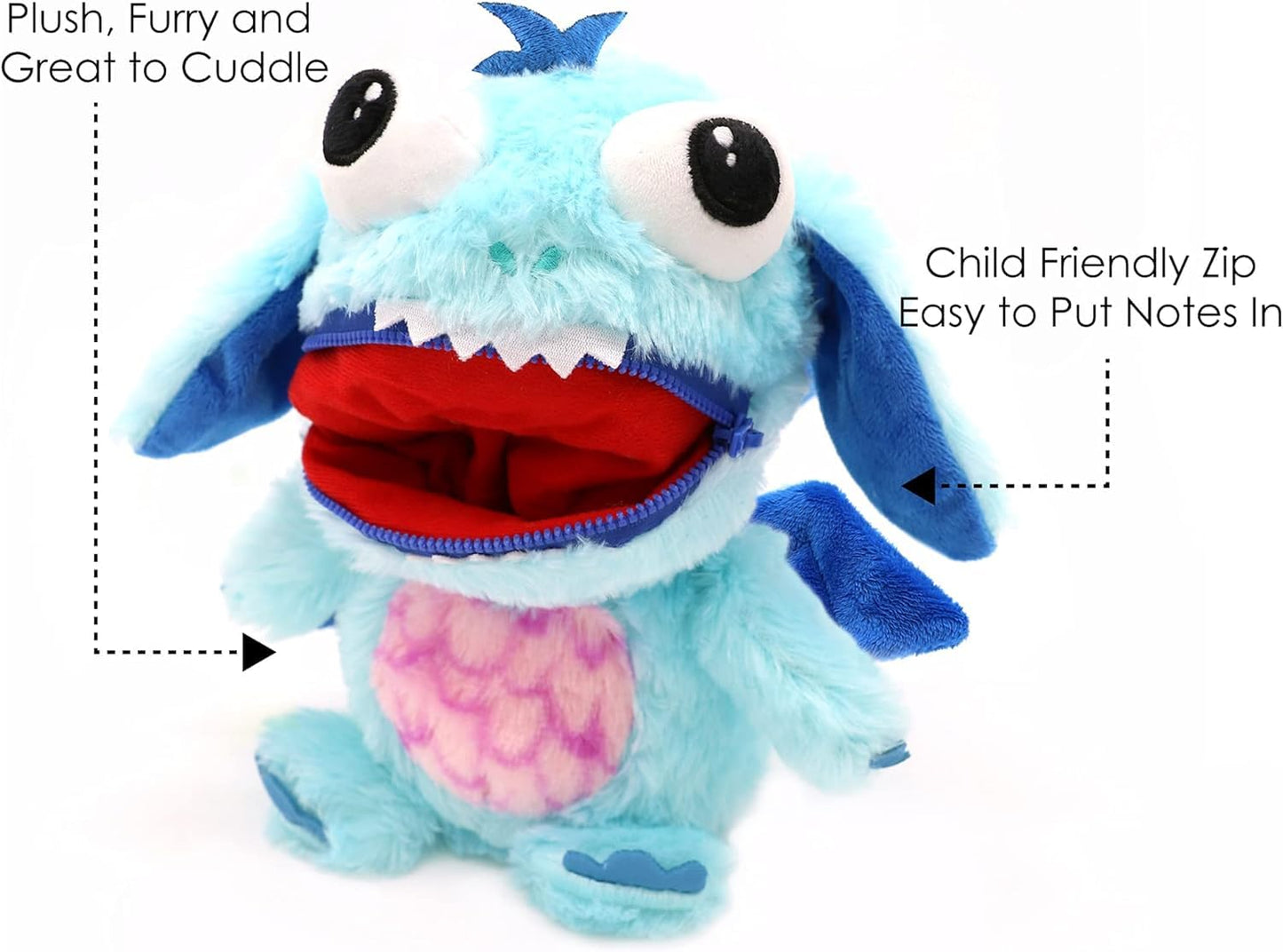 Worry Yummy Monster Children's Soft Toy - 28cm (11") Soft Cuddly Toy For Kids - Boys & Girls Anxiety, Stress & Fear Reducing Sleep Companion - Blue 'Marvin' Blue (Marvin)