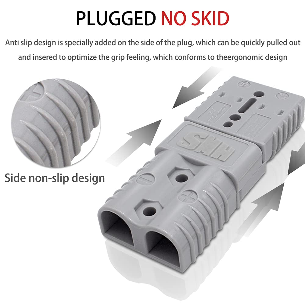 Battery Connector 50A, Battery Quick Connector Plug 50 Amp 600V 8Pcs Quick Connection Plug Connector for Anderson Powerpole Gray