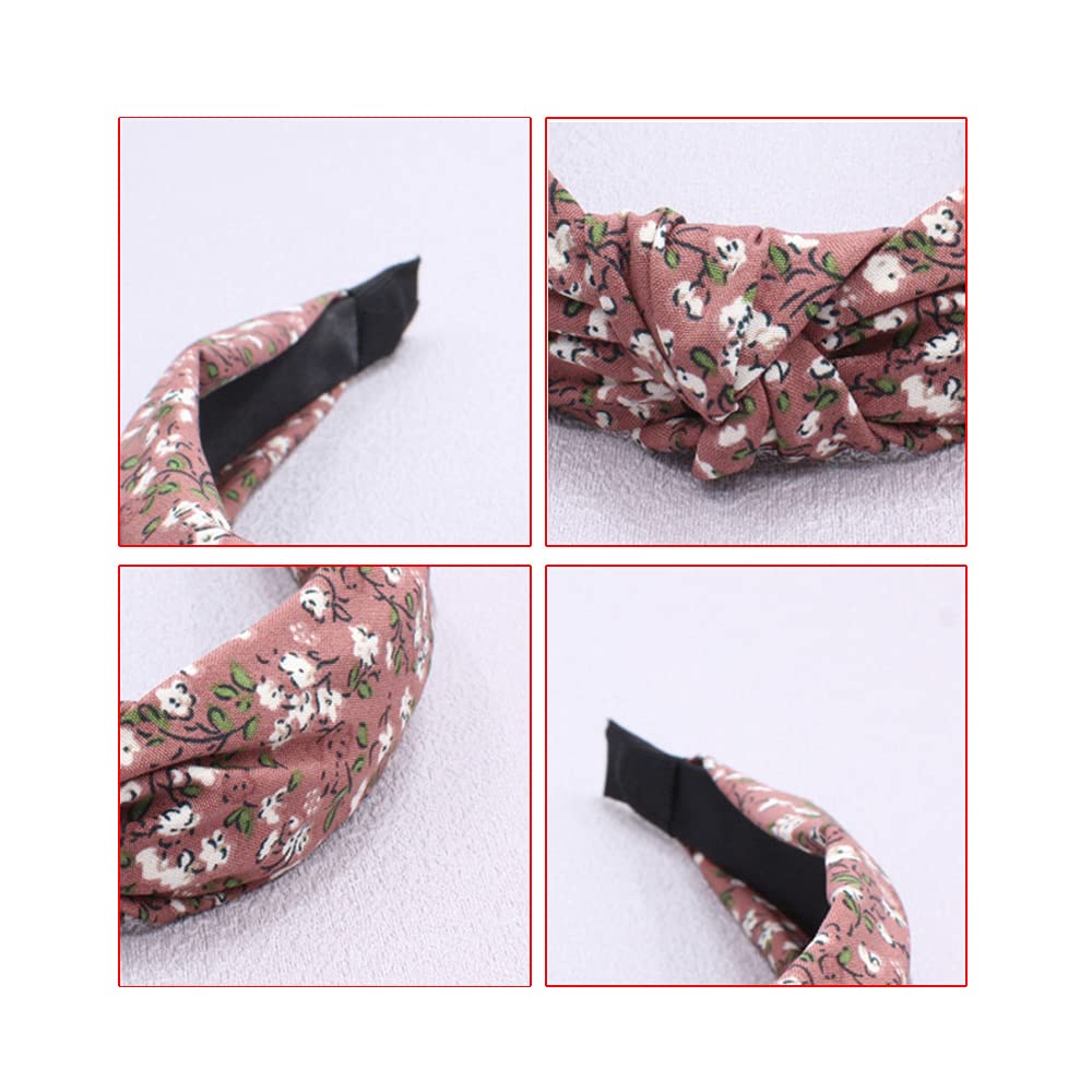 Women's Headbands Boho Hair Band Vintage Elastic Printed Head Wrap Stretchy Moisture Hairband Twisted Cute Hair Accessories (ArchSmalFlower6) ArchSmalFlower6