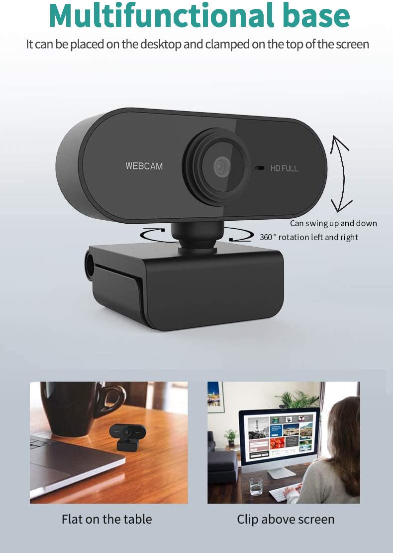 Webcam with Microphone, Full HD 1080P Webcam for PC, Laptop, Desktop, MAC, Plug and Play Web Camera with Privacy Cover, USB Camera for Youtube, Zoom, Skype, Facetime, Windows, Linux, and macOS