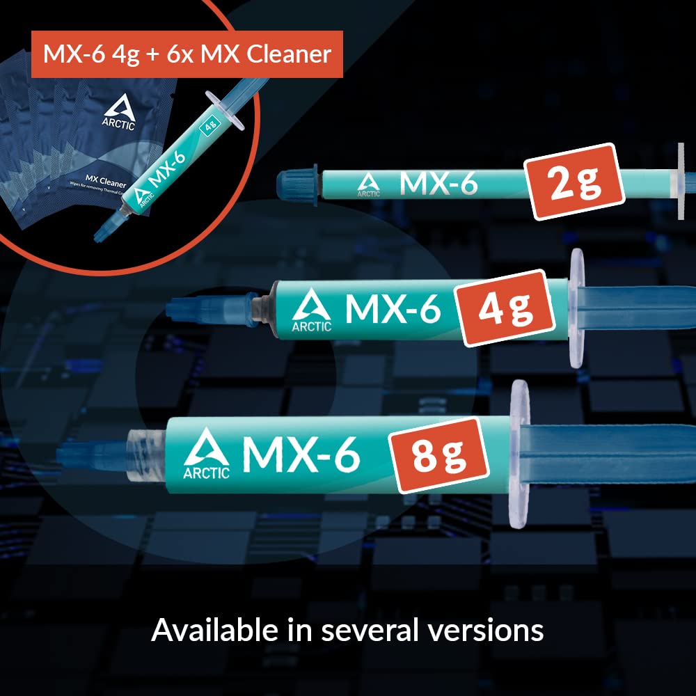 ARCTIC MX-6 (4 g) - Ultimate Performance Thermal Paste for CPU, consoles, graphics cards, laptops, very high thermal conductivity, long durability, non-conductive, non-capacitive