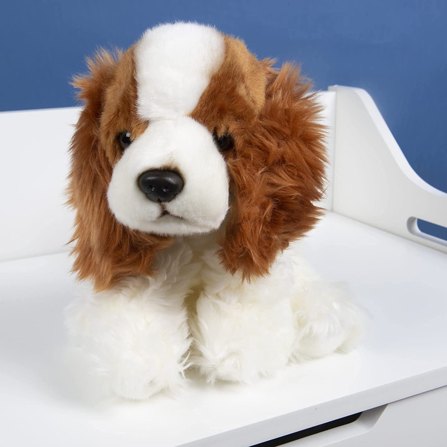 VFM - Cocker Spaniel Dog Plush 30cm Soft Toy (White & Brown) Super Fluffy Luxury Lifelike Stuffed Animal Teddy Gosh Designs - Natural World Collection White Brown