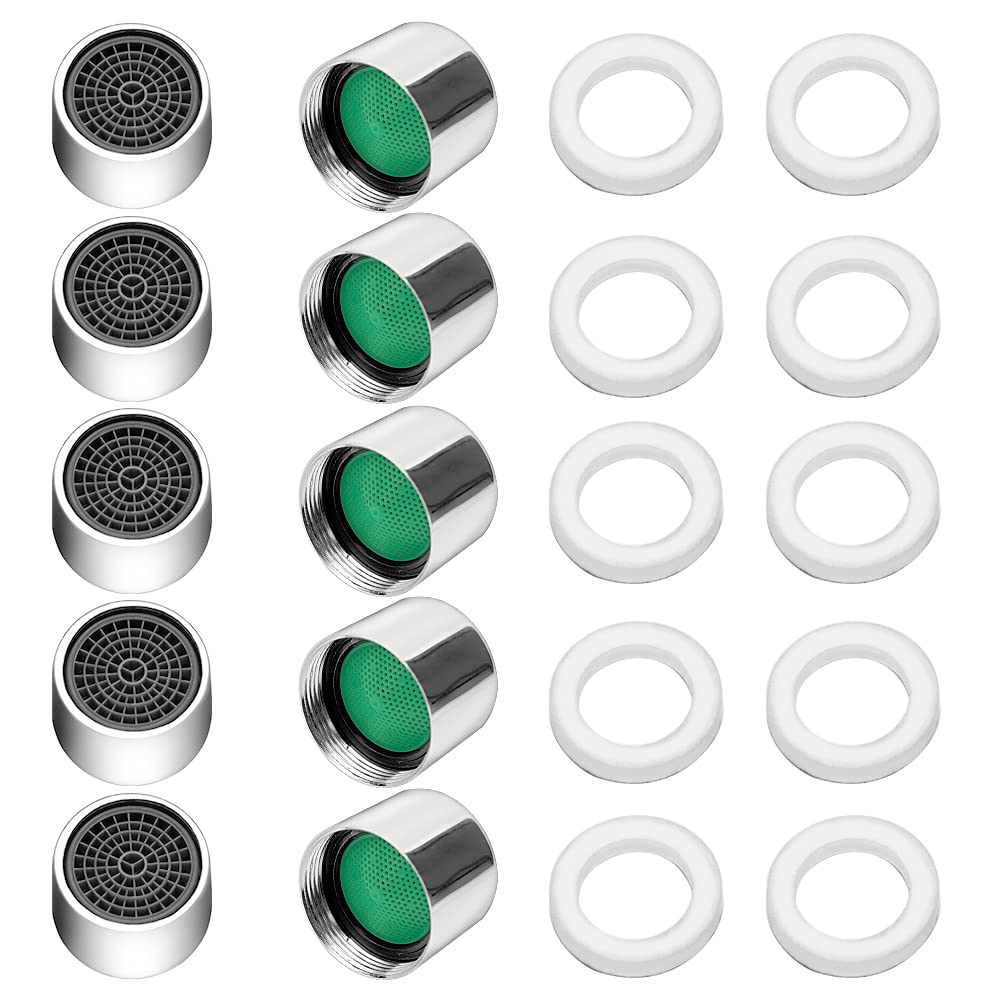 YIXISI 10 PCS Faucet Tap Aerator 22mm, with 10 Rubber Gaskets, Brass Chromed Female Threaded Anti Splash Water Saver Nozzle for Kitchen Bathroom Tap Faucet M22 Female - 10pcs