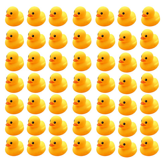 WAMSOLE 50PCS Super Mini Rubber Duck Bath Duck Toys for Toddlers Boys Girls,Squeak and Float Yellow Ducks in Bulk Baby Shower Duck Decorations Party Favors (1.6’’)