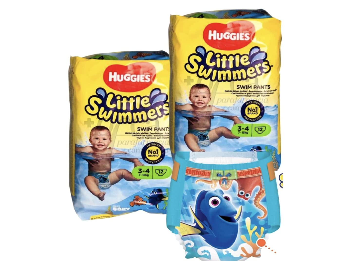 2 Pack Disposable Swimming Nappies, 2 Pack Swim Water Nappies Size 3-4, 7kg-15kg, (2 Packs x 12) 3-4 - 24 Total Baby Toddler Children Waterproof Leak Proof Nappy + 1 x Mocktail Lolly 12 Count (Pack of 2)