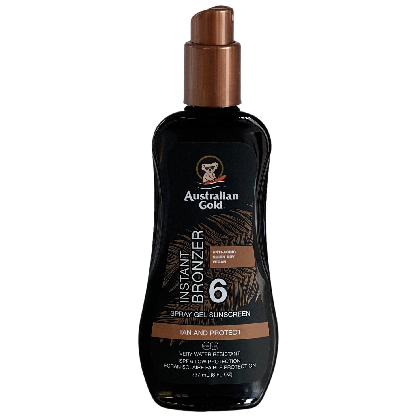 Australian Gold SPF 6 Spray Gel Sunscreen with Instant Bronzer 237ml 237 ml (Pack of 1)