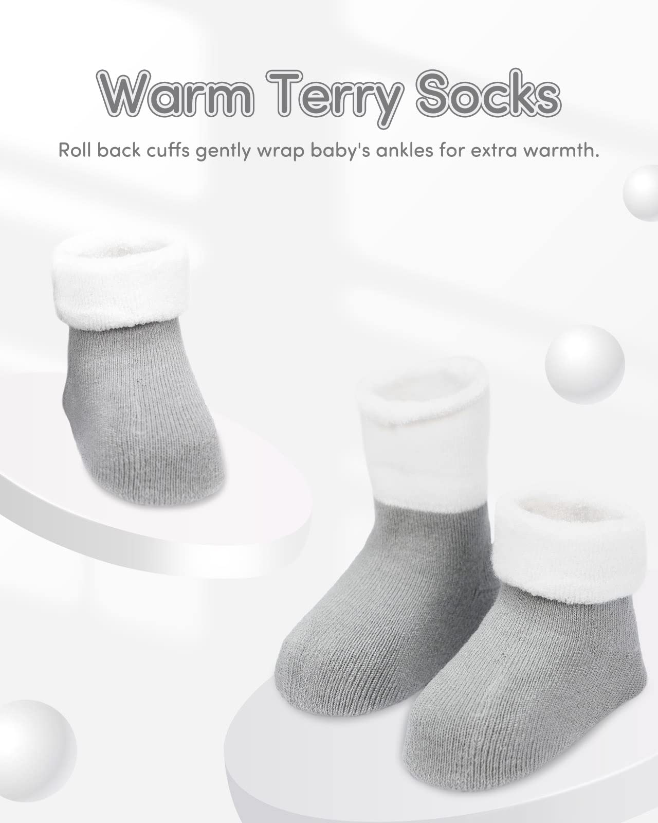 Adorel Baby Boys' Warm Socks Thick Winter Cotton Pack of 5 0-6 Months Grey