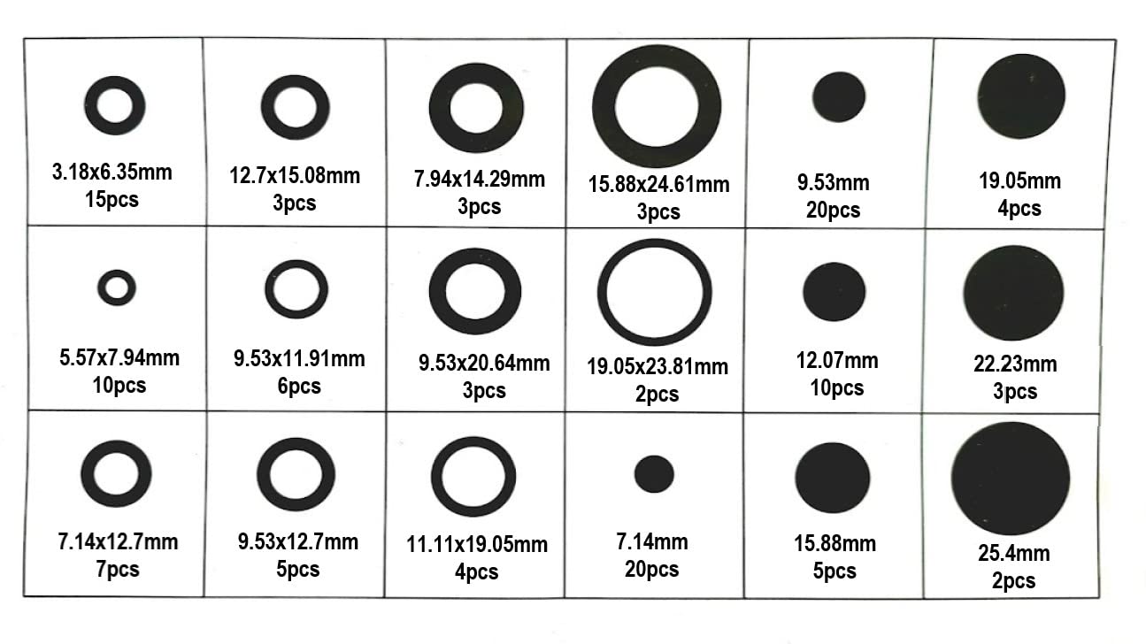 125pcs Rubber Grommet Assortment Kit 18 Sizes, Black Rubber Hole Plugs, Electrical Conductor Wiring Rubber Gaskets and Blanking Gasket Ring Grommets