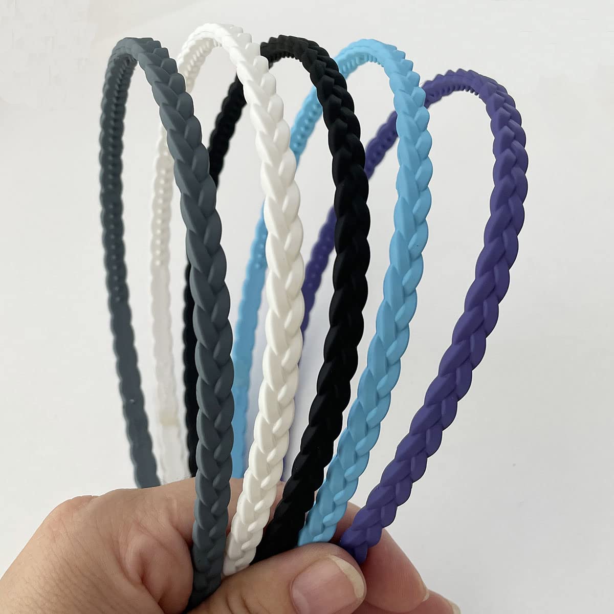 12pcs Thin Plastic headbands for Girls Women 6mm colorful Skinny Hairbands for Kids Teens 8mm colorful headbands