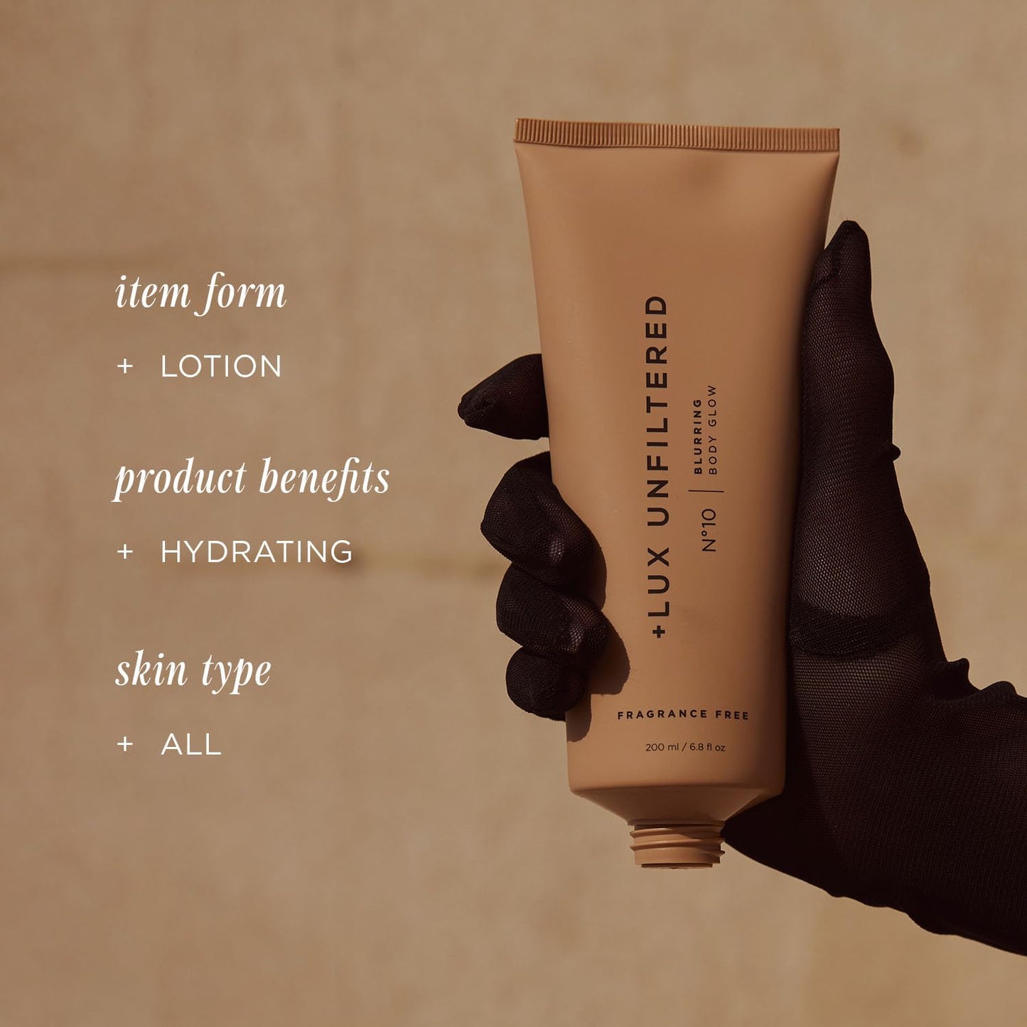 + Lux Unfiltered N°10 Blurring Body Glow in Fragrance Free, Vegan Instant Body Shimmer that Blurs Imperfection, Hydrating Lotion Loaded with Antioxidants, Rich in Shea Butter, Squalane & Vitamin C