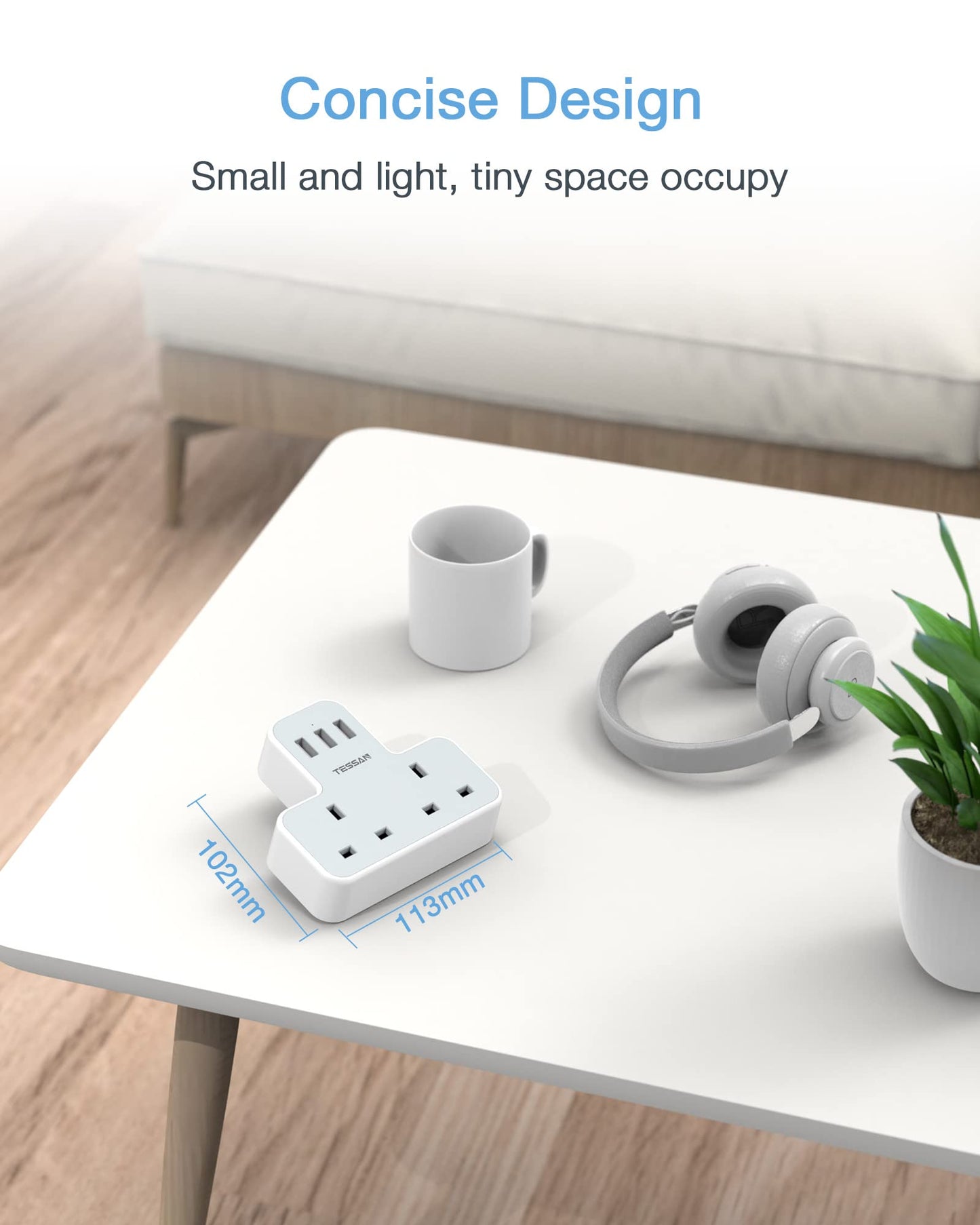 UK to European Plug Adapter, TESSAN Grounded Schuko European Plug Travel Adapter with 3 USB, UK to EU Euro Europe for Spain France Iceland Germany Greece Poland Type E F Adaptor 1