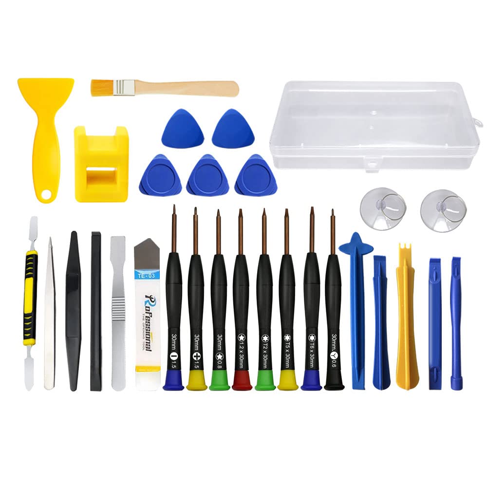 30pcs Phone Repair Tool Kit, RealPlus Removal Cleaning Repair Kit with Magnetic Screwdrivers Set and Opening Pry Tools, Suitable for Laptop, Tablet, Phone, MacBook, PC, iPad, Nintendo Switch Joycon 30 PCS