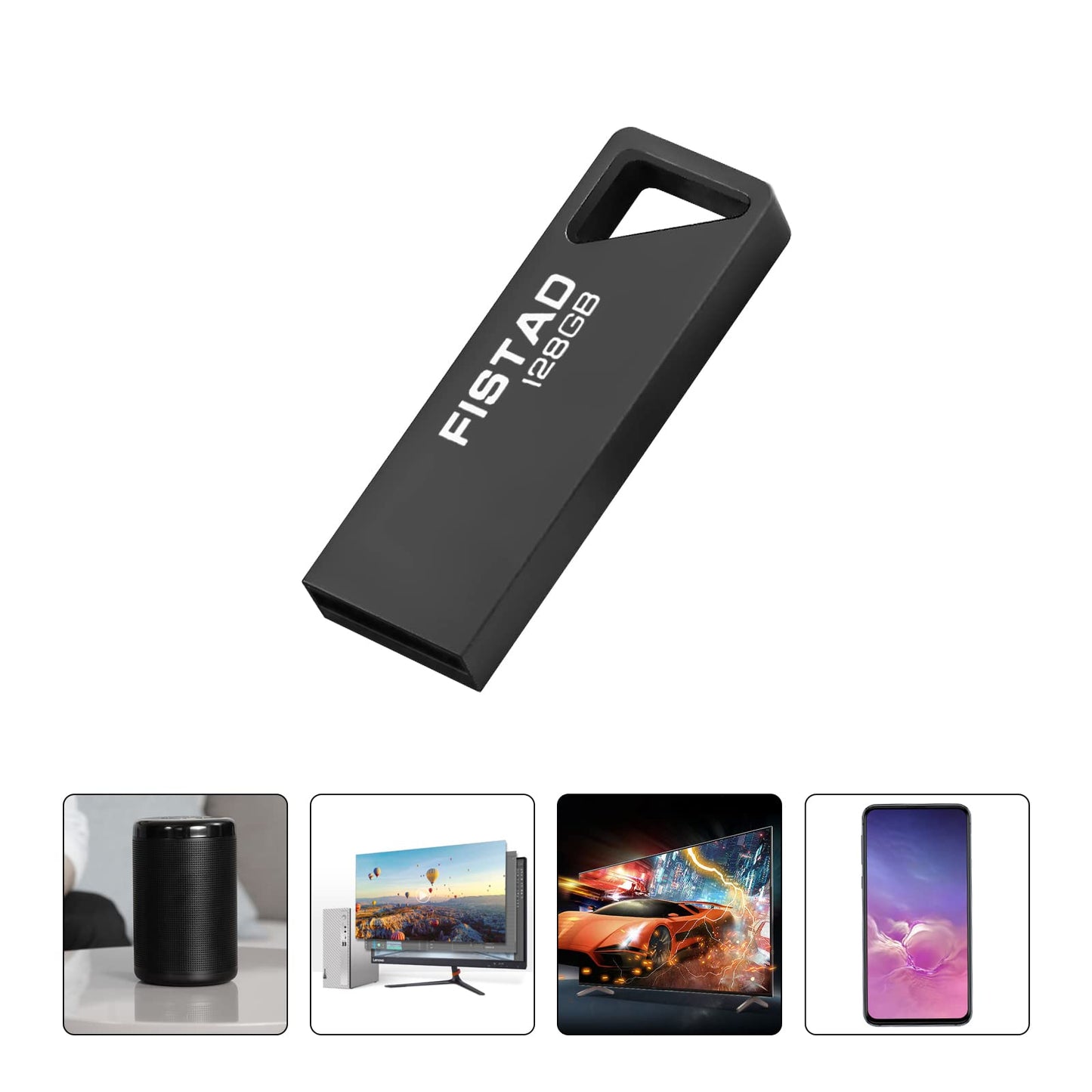 USB Flash Drive 128GB, USB 3.0 USB Drives Metal Memory Stick 128gb USB 3.0 Pen Drive Portable USB Stick 128 GB for PC Laptop, Computers Tablet, Car Etc (Black) XSJ-128-3.0