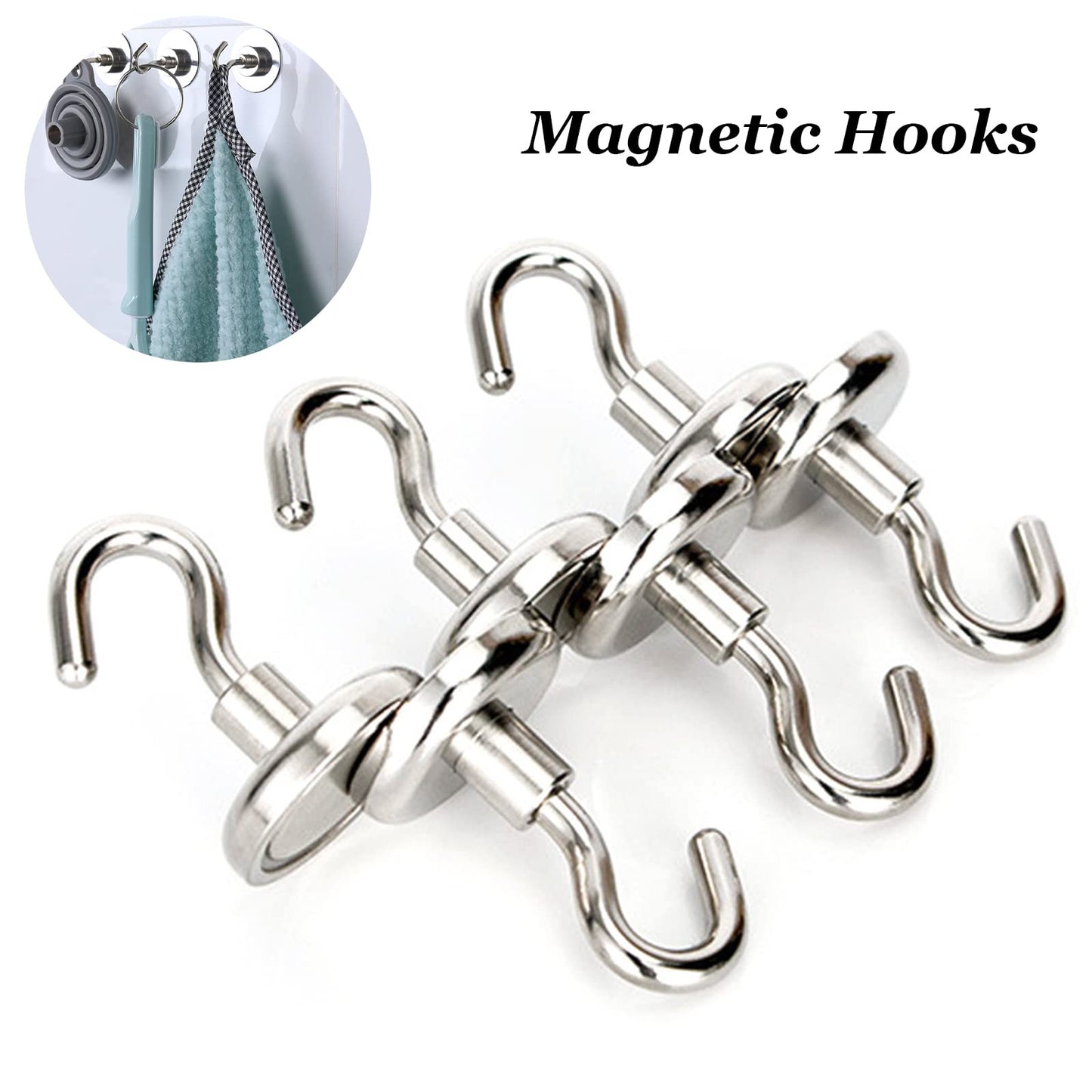 VEGCOO 8 Pack Magnetic Hooks, 12KG(26.5LBS) Super Strong Magnet Hook Small Magnetic Hanger, Heavy Duty Cruise Hook for Home School Office Kitchen Door Holder Key Refrigerators Grill