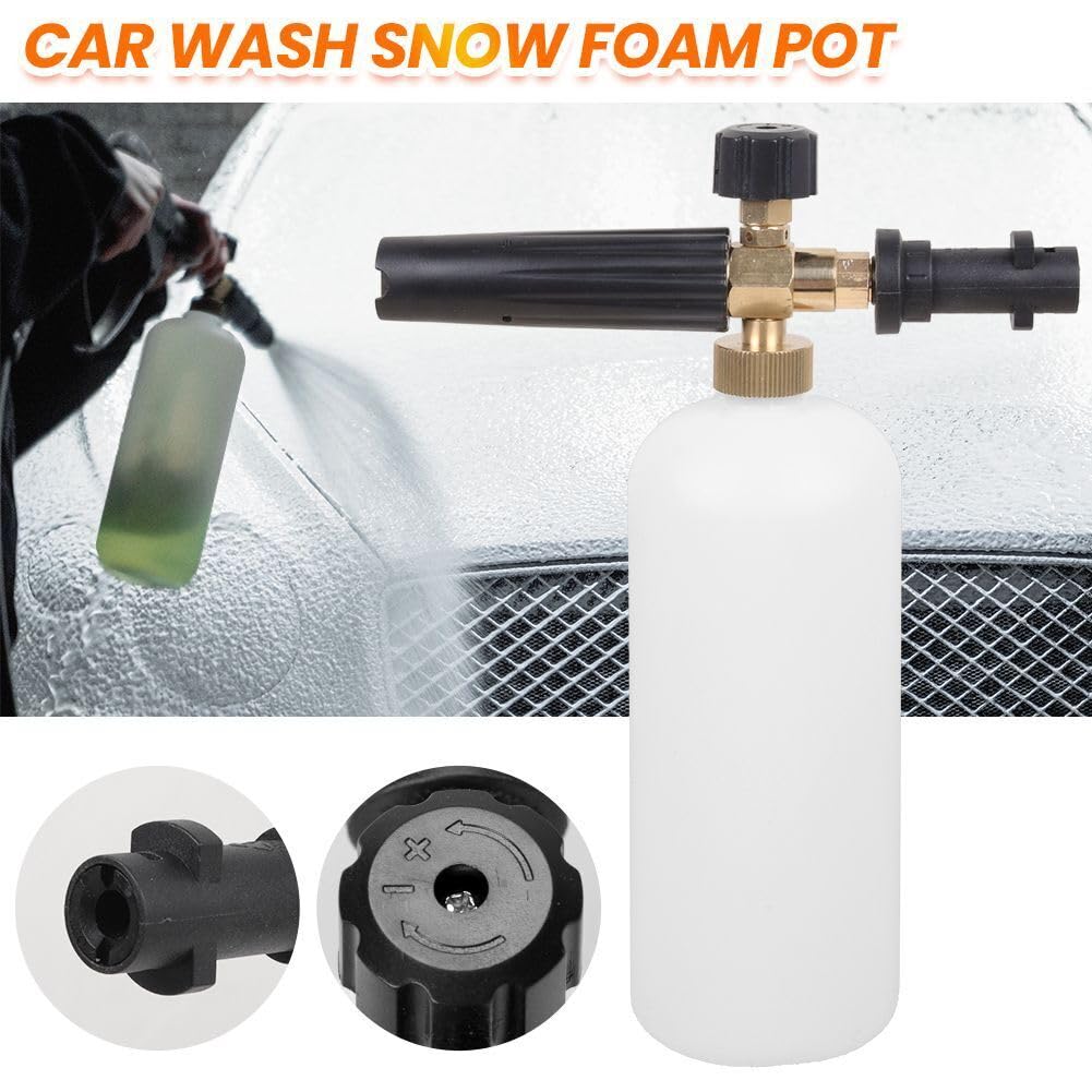 YUET Snow Foam Gun Lance for Karcher K2 K3 K4 K5 K6 K7 Kärcher Series Cannon Pressure Washer 1 L Jet Bottle Adjustable Soap Generator Pot Dispenser Foamer Hose with Connector Sprayer Nozzle (Plastic) Plastic