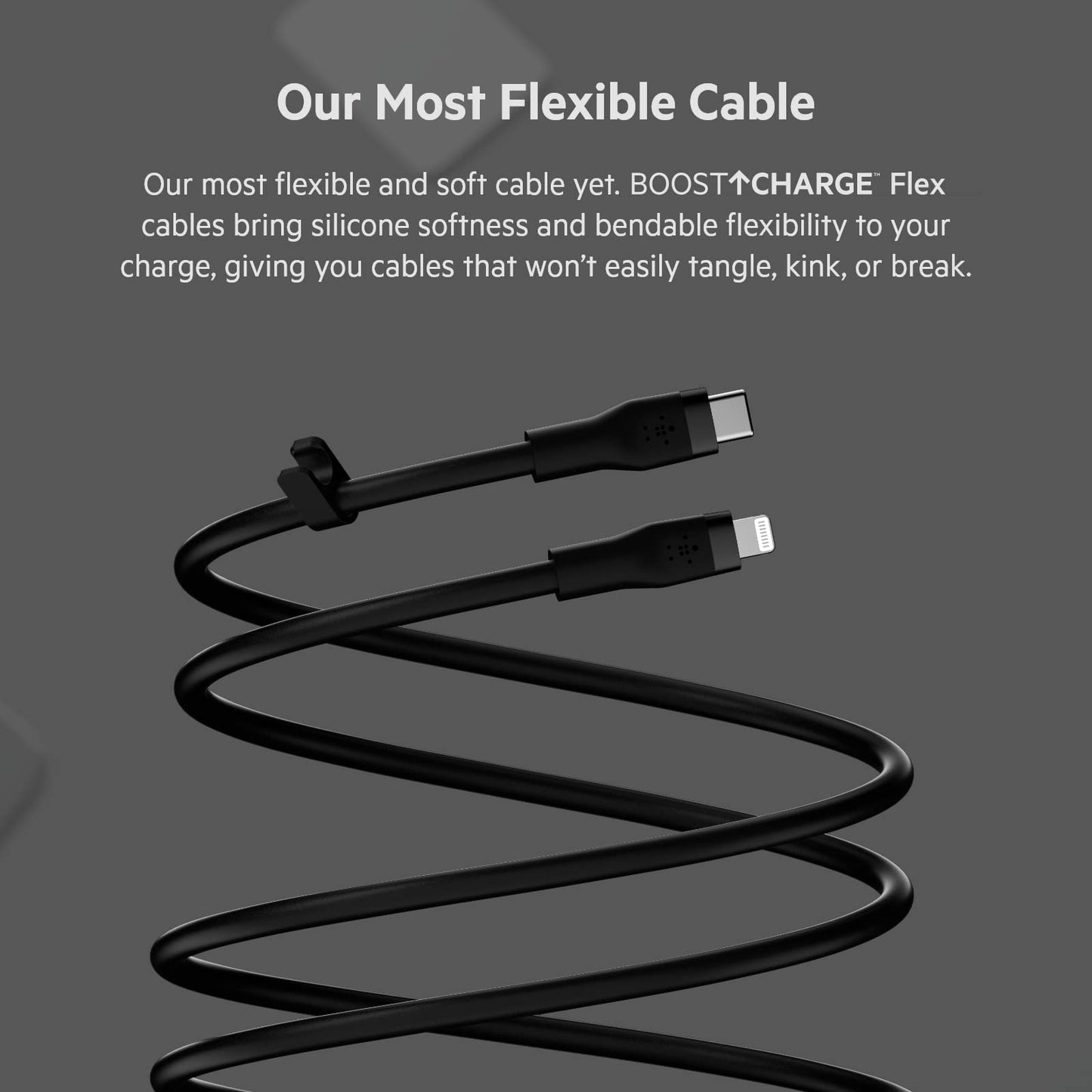 Belkin BoostCharge Flex Silicone USB Type C to Lightning Cable (2M/6.6ft), MFi Certified 20W Fast Charging PD Power Delivery for iPhone 14/14 Plus, 13, 12, Pro, Max, Mini, SE, iPad and More - Black 2M