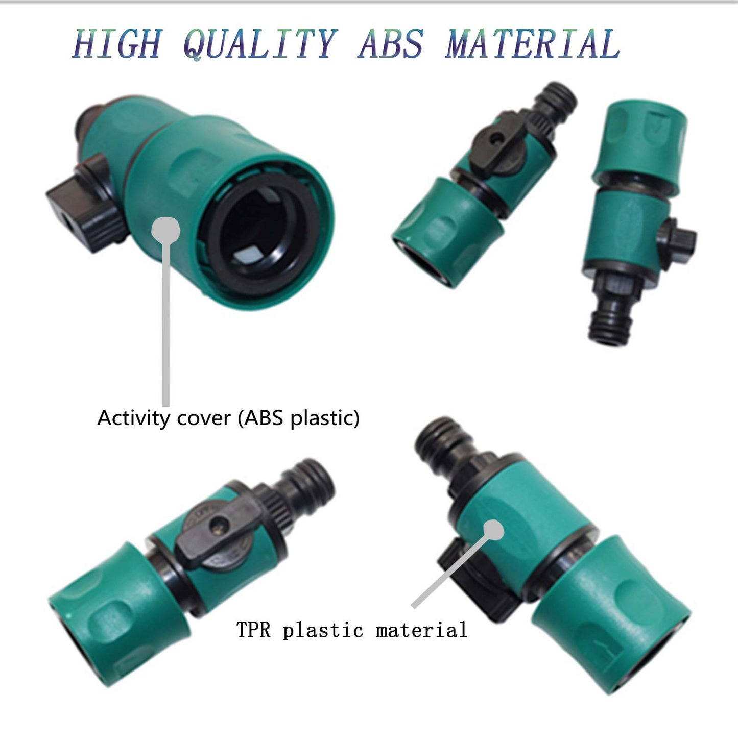 TOPWAYS Quick Release in Line Shut Off Valve for Join Garden Hose Pipe Tube, One Male and One Female Connector Valve Extender with Matching Hose End Quick Connectors