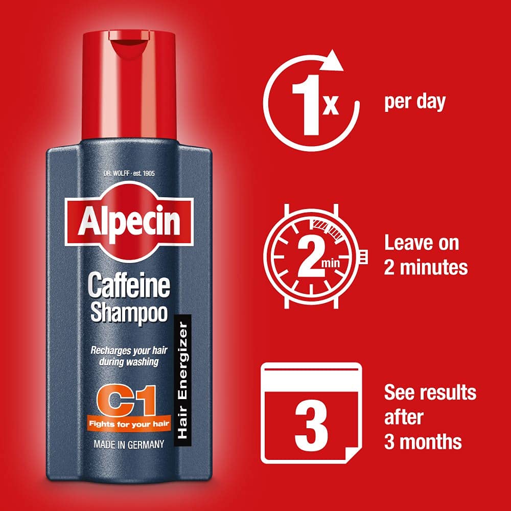 Alpecin Caffeine Shampoo C1 6x 375ml | Against Thinning Hair | Shampoo for Stronger and Thicker Hair | Natural Hair Growth Shampoo for Men | Hair Care for Men Made in Germany