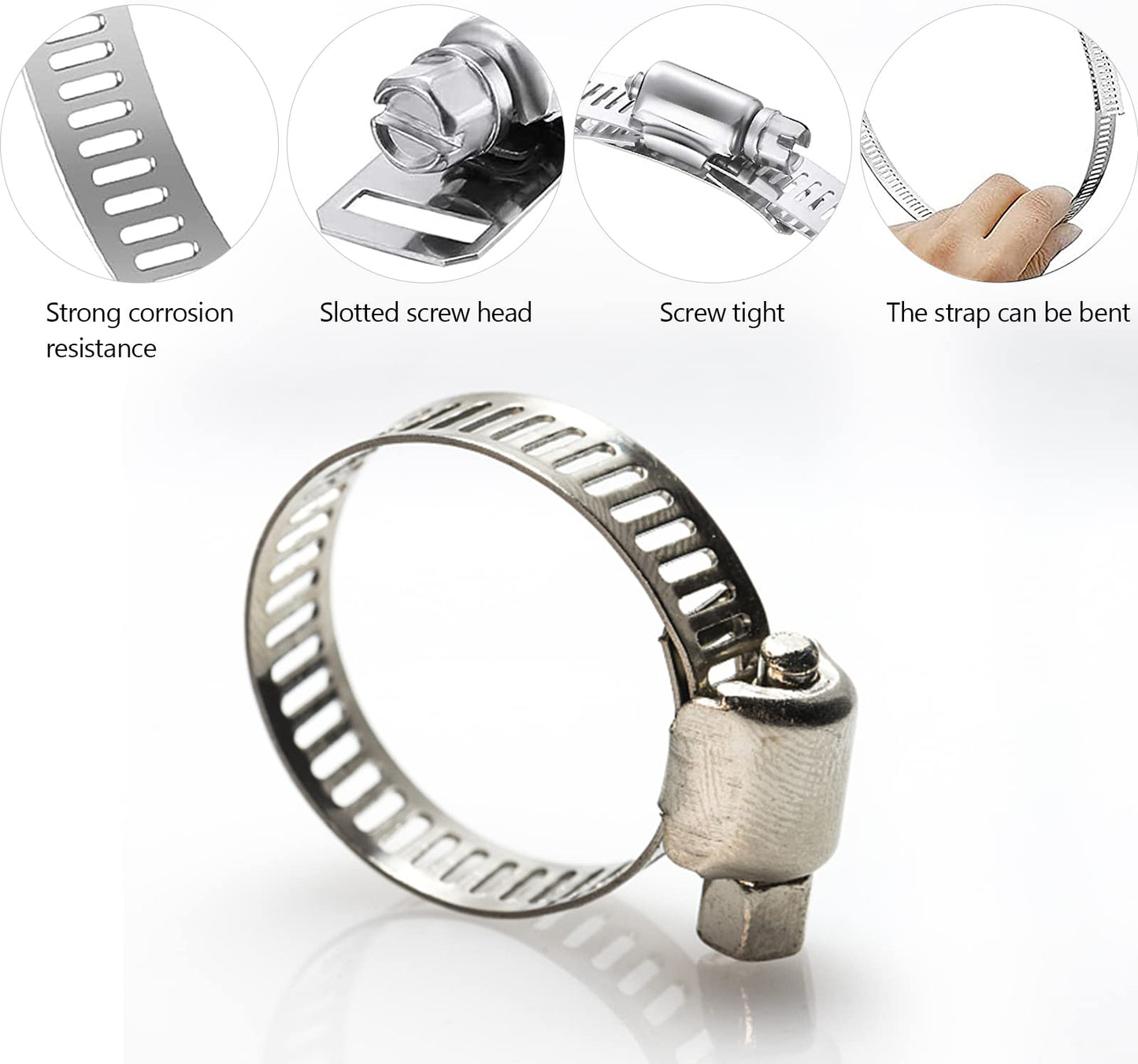 11.5 Feet Hose Clamp with 9 Fasteners, Stainless Steel Jubilee Clips Large Adjustable Clamps Worm, with Fasteners Clamps for Intercooler Pipe Plumbing Tube and Fuel Line