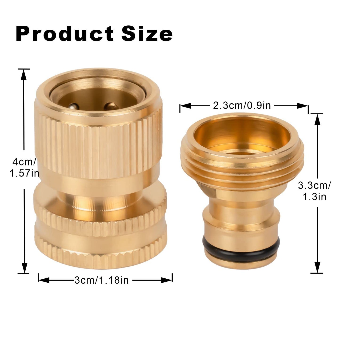 2 Pair 3/4 Inch Brass Hose Connector Adapter Garden Quick Hose Connector Faucet Adapters for Garden Lawn Water Hoses with External Threads