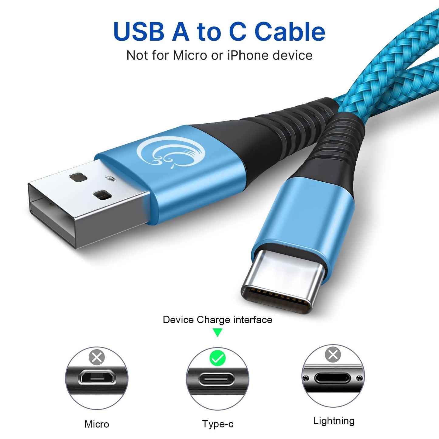 USB C Charger Cable,2M 3Pcak USB to USB C Type C Charger Cable Fast Charging Lead Nylon Braided for Samsung Galaxy Flip S24 S23 S22 S21 S10 S9 A55 A54 A15 A14,Pixel 8 7 6,Huawei P30,iPad,Swtich,Etc. 2M+2M+2M Multi-coloured