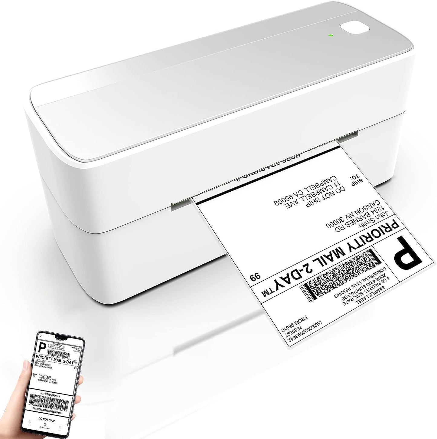 Wireless Label Printer, Bluetooth Shipping Label Printer, Thermal Label Printer 4x6 - Bluetooth Thermal Printer Compatible with Royal Mail, eBay, Esty, Shopify, Amazon, Hermes, Parcel2Go, UPS Silver