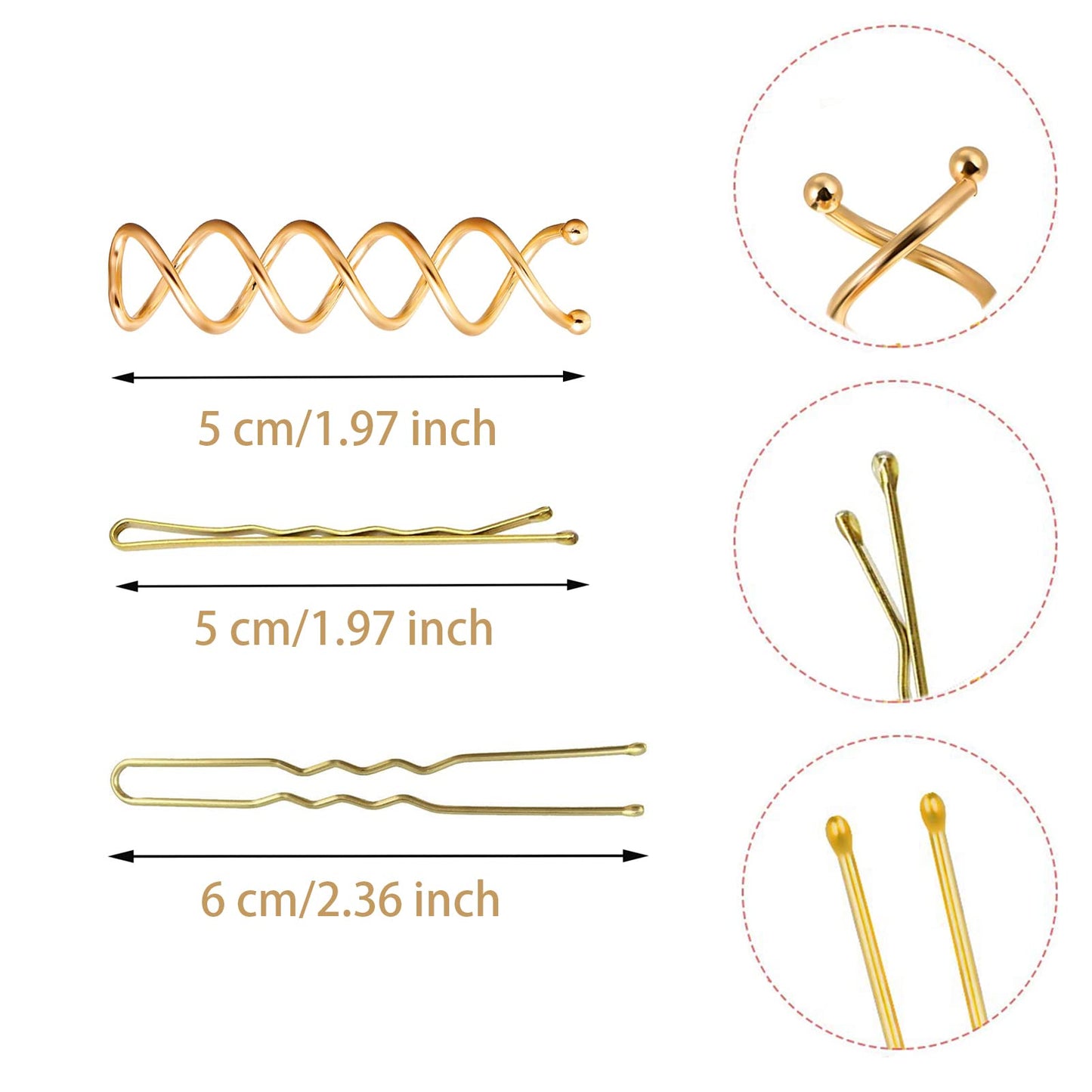 356PCS Bobby Pins Set, 100 U Shape Hair Pins, 100 Wave Hair Clips, 150 Elastic Hair Bands and 6pcs Spiral Hair Pins, Hair Grips Styling Pins Set for Women Girls, with Clear Box