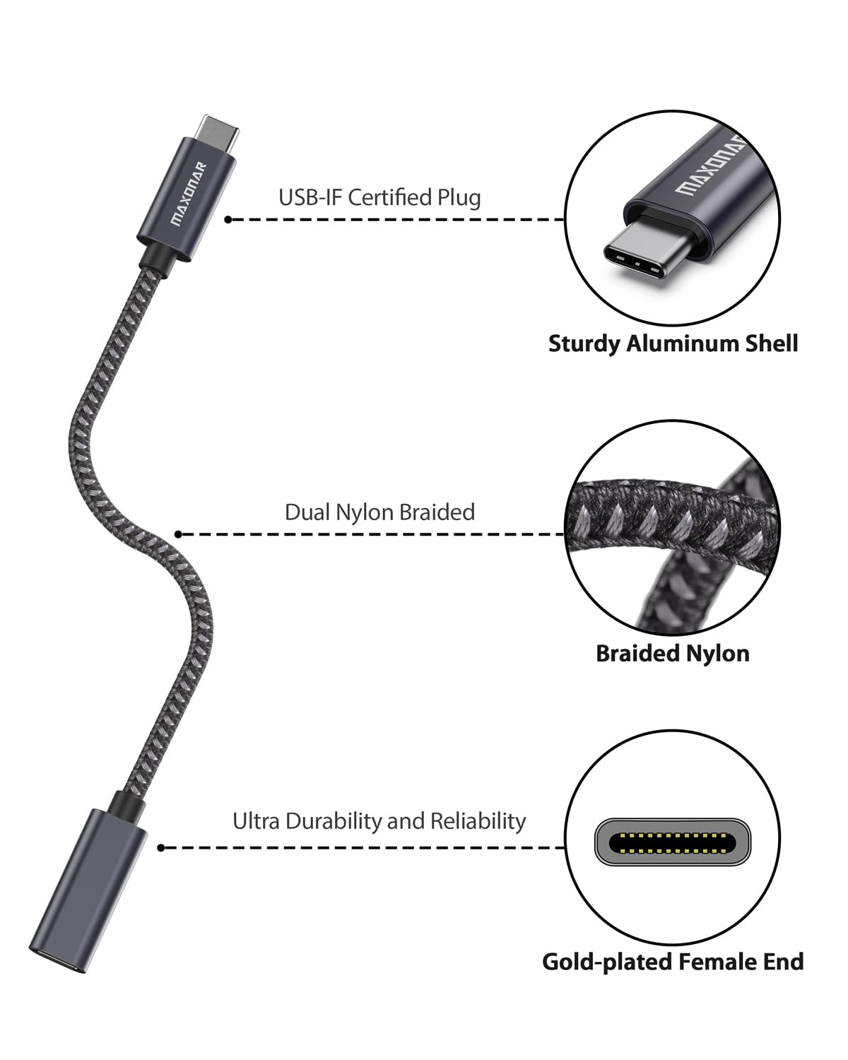 Belker USB C Extension Cable (1M/3.3ft) New Version USB3.2 (10gbps) Type C Male to Female Extension Charging & Sync for PSVR2 M2 MacBook Pro 2022 M1Max Galaxy S23/S22/S21/Note 20 Pixel7 Tab S8 Grey 1M 1