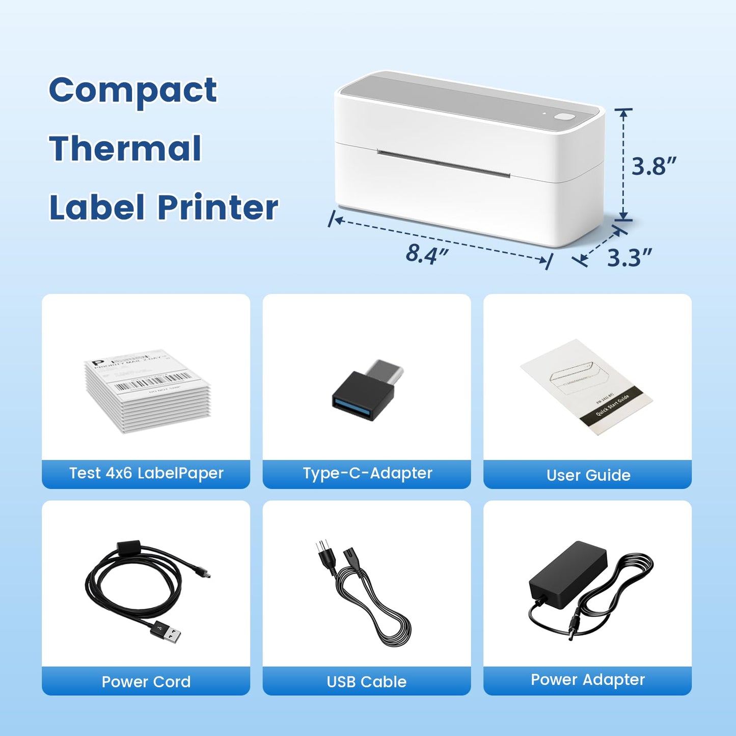 Wireless Label Printer, Bluetooth Shipping Label Printer, Thermal Label Printer 4x6 - Bluetooth Thermal Printer Compatible with Royal Mail, eBay, Esty, Shopify, Amazon, Hermes, Parcel2Go, UPS Silver