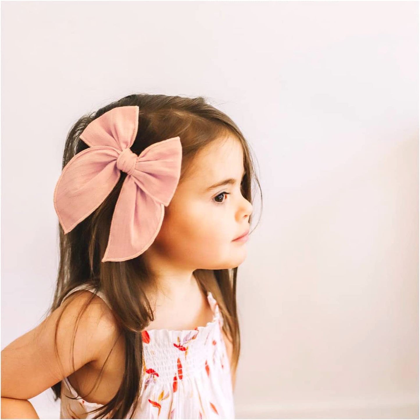 8 PCS Large Fable Hair Bow Cotton Linen Hair Bow for Toddlers Girls Handmade Neutral Bow Hair Accessories for Little Girls Kids