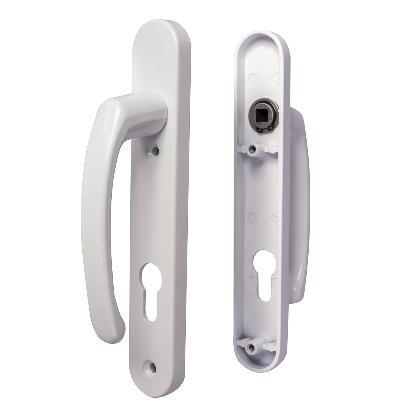 UPVC Door Handles Set - White - Lever/Lever - 92mm PZ (Centres) - 122mm Screw to Screw - Backplate 212mm X 34mm- White Replacement- PVC Door Handle