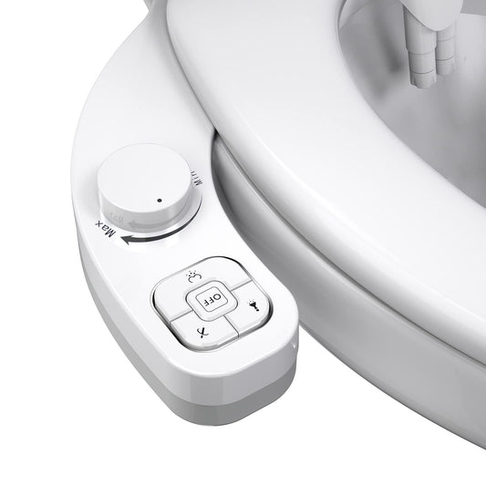 Bidet Attachment for Toilet UK,Samodra 8.0 Spa Bidet Toilet Seat Attachment with Non-Electric Self-Cleaning Dual Nozzles Posterior & Feminine Wash Cold Water,Adjustable Water Pressure (White) White