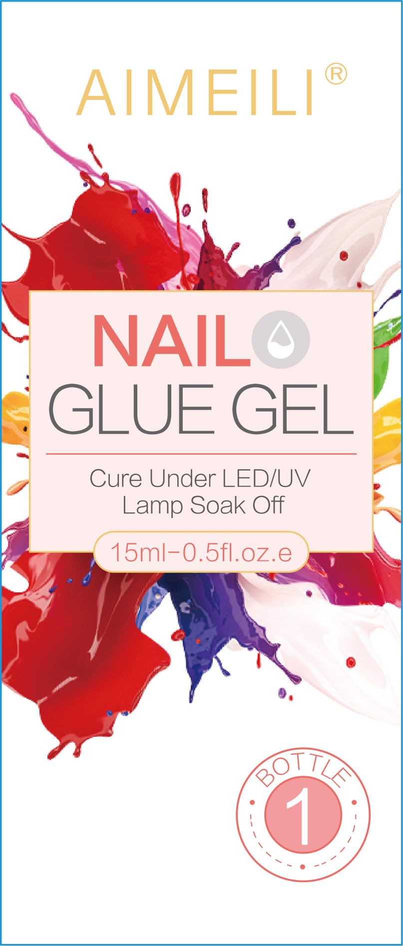 AIMEILI Nail Glue for Acrylic Tips Extra Strong Nail Bond Glue Brush On Clear Gel Adhesive Glue for Stick On Soft Gel Tips, Acrylic Nails, False Nails & Tips, UV LED Cure Needed