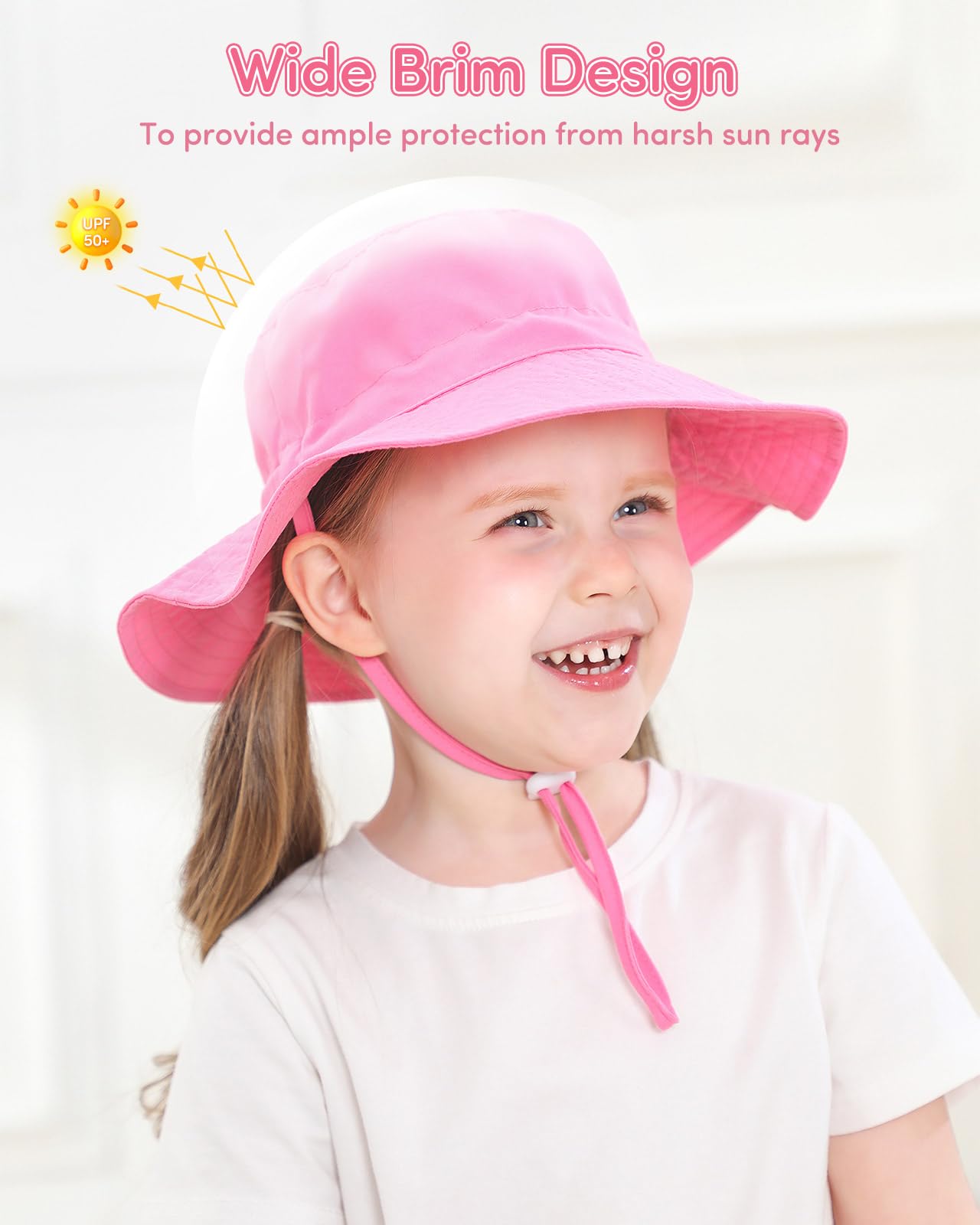 Adorel Baby Boys Bucket Hat Adjustable Sun Hat Pack of 2 3-7 Years Plain Pink&Pink Hippocampus