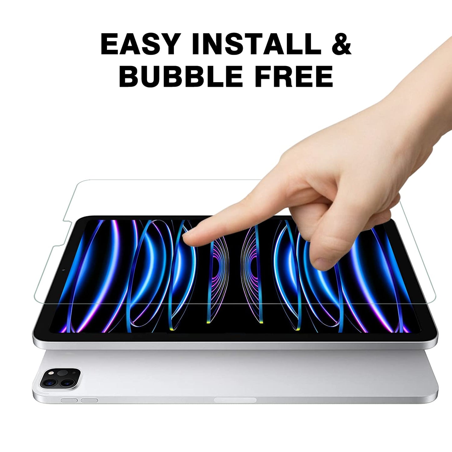 2-Pack TopEsct Screen Protector For iPad Pro 12.9 inch 2022/2021/2020/2018 (6th/5th/4th/3rd),Face ID Compatible,Tempered Glass Film,9H Hardness 12.9-inch