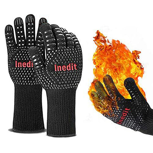 BBQ Gloves Extreme Heat Resistant - Heat Proof Gloves - Oven Gloves - Extreme Heat And Fire Resistant (Up to 800°C / 1472°F) - BBQ/Fireplace/Stove/Grill/Hot Pot/Welding Gloves