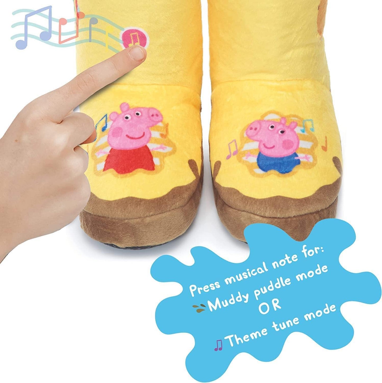 WOW STUFF Peppa Pig Toys Muddy Puddle Boots, Interactive Wearable Yellow Wellies with Sound and Music activated as you Walk or Run, Ideal active role play and dress up for Toddlers Single