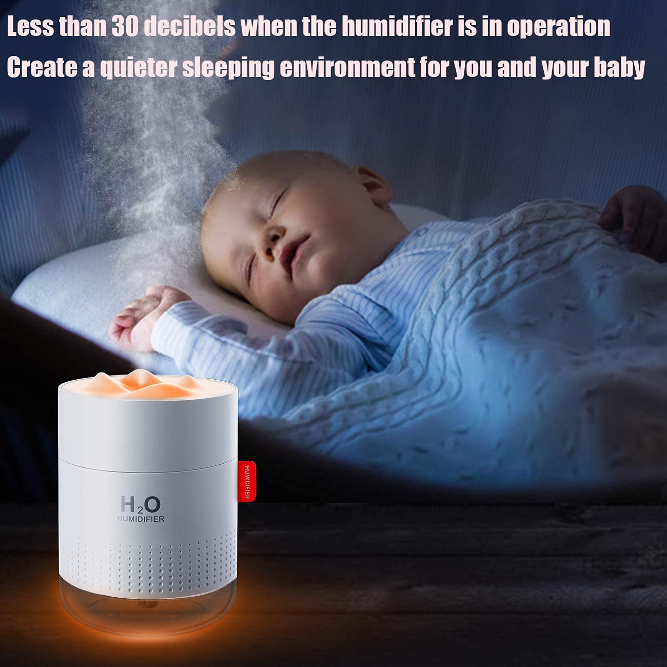 Ultrasonic Mini Humidifier - 500ml Mist Humidifier with Night Light, USB Desktop, Ideal for Babies, Plants, Bedrooms & Offices (White)