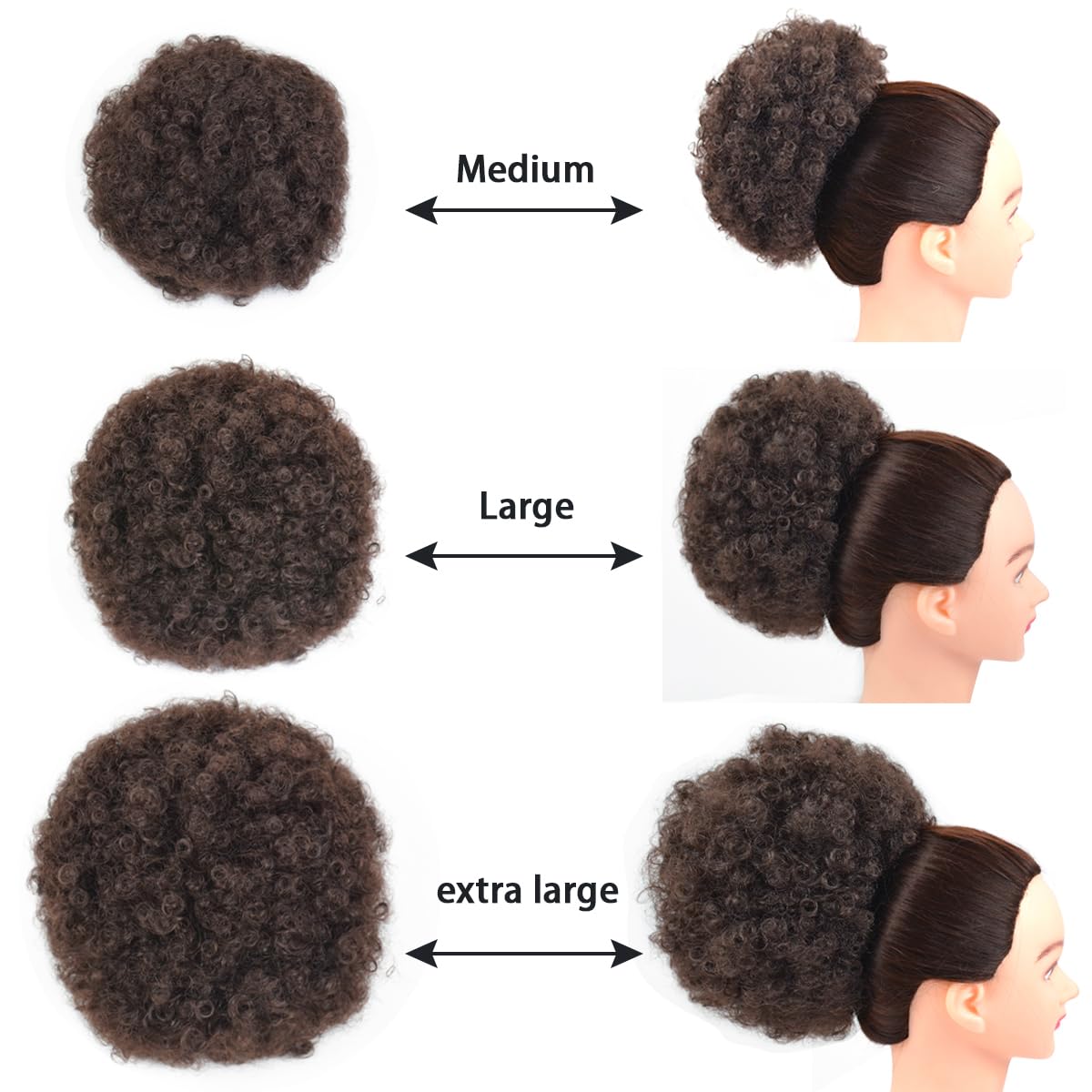 Afro Puff Drawstring Ponytail with Two Clips for Black Women Synthetic Curly Ponytail Bun Extension Hairpieces Updo Hair Extensions (Medium, 4#) 4# Medium