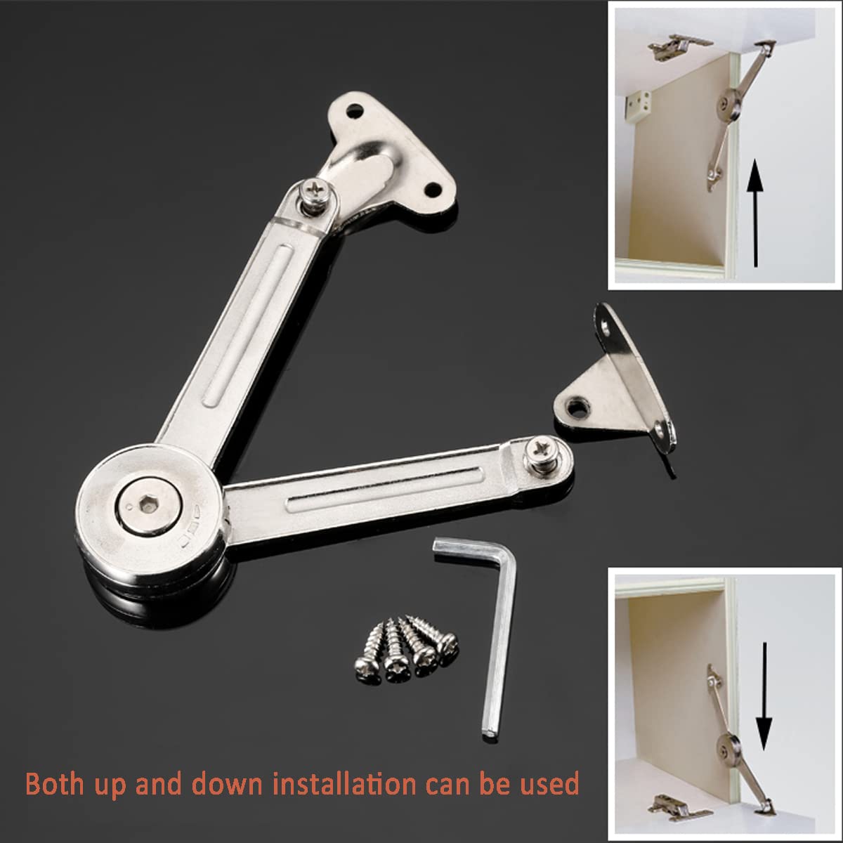 2 Pcs Soft Closing Lid Panel Support Hinges Stay,Can Be Stopped at Will,Folding Cover Support,Used for Heavy Duty Clamshell Hinges for Cabinet Cover,Wall Cabinet Door and Box Cover